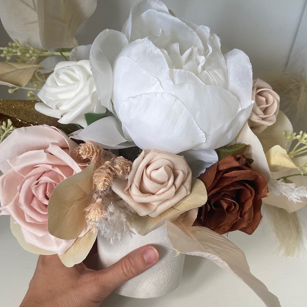 Faux Flowers Centerpiece Set - Cream/Blush/Brown - Picture 4 of 5